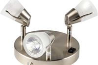 Loftlampe m. 3 spot 12V halogen  matkrom, med afbryder