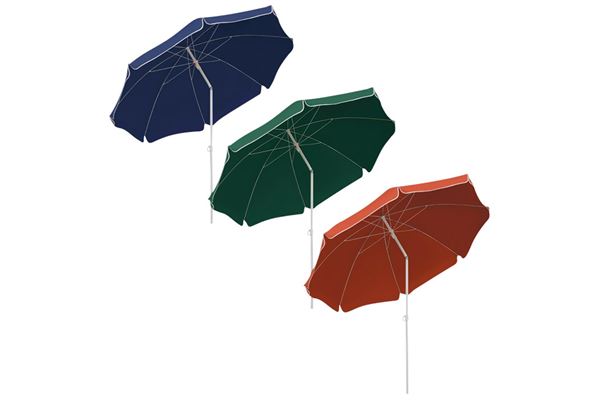 Klassisk haveparasol fås i forskellige farver.