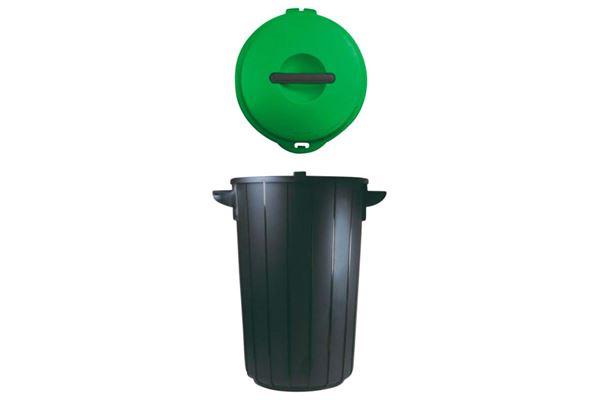 Affaldsspand, 35 liter. Sort med grønt låg.