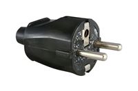 230 V Schuko hanstik med jord, sort
