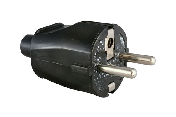 230 V Schuko hanstik med jord, sort
