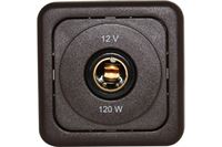 2-polet stikdåse til indbygning 12 V, 120 watt, brun