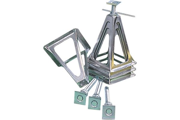 Bærefødder, poleret aluminium, bæreevne 1.000 kg pr fod